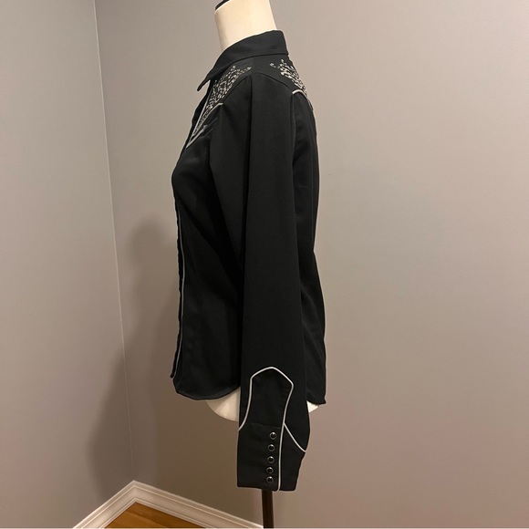 Roper Black Western Shirt with Rhinestones - Picture 4 of 13